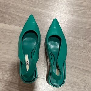Zara Teal Pointed Heels